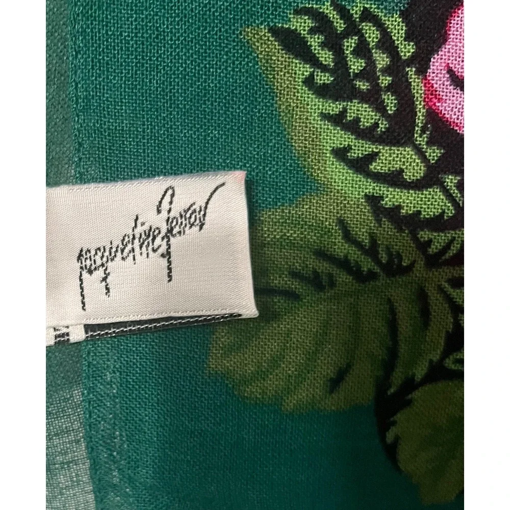 Jacqueline Ferrar Green Plaid Pink Rose Floral Square Scarf Made in Italy 30x30